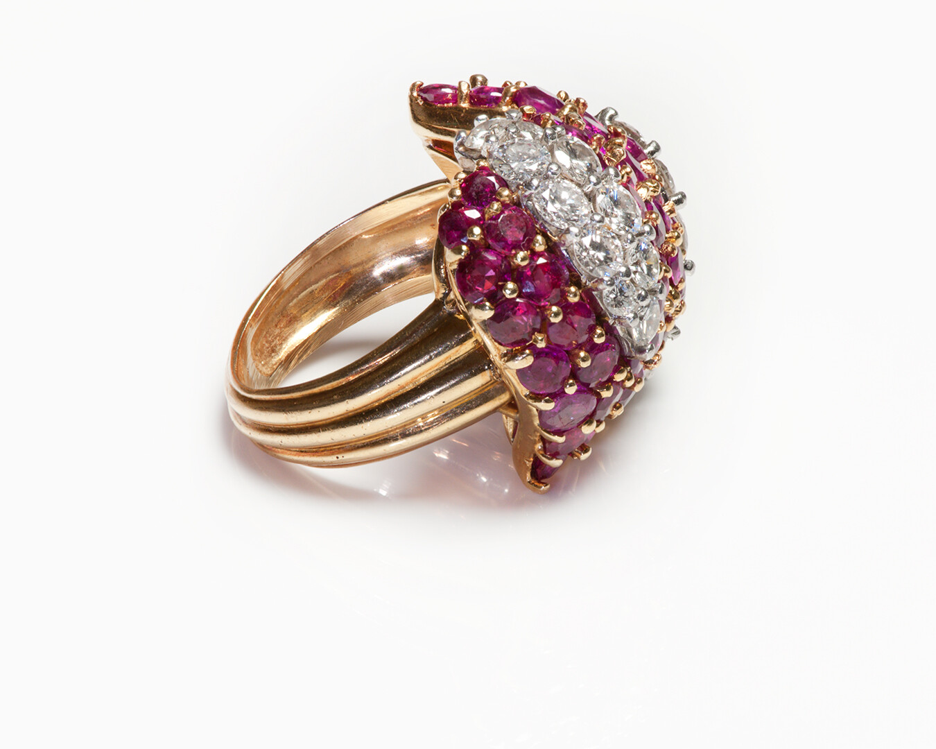 Diamond Ruby Yellow Gold Ring - image 3