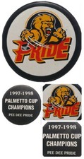 1997-98 PEE DEE PRIDE PALMETTO CUP CHAMPS HOCKEY PUCK LINDSAY MFG. MADE IN 🇨🇦 