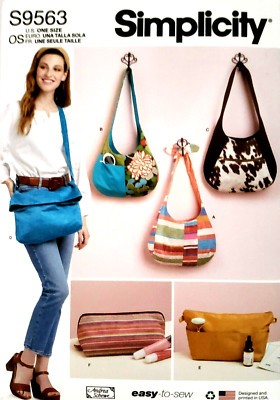 Simplicity 9563 Slouch Bags, Purse Organizer & Cosmetic Case Sewing Pattern *NEW
