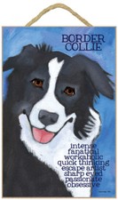 Border Collie Intense Passionate Obsessive... 7x10.5 Hanging Wood Dog Sign L9