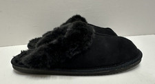 Airwalk women size 9 comfort slip-on faux suede faux fur black slippers