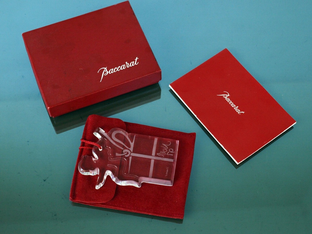 Baccarat Crystal Ornament Angel & Present Hanging Christmas Noel