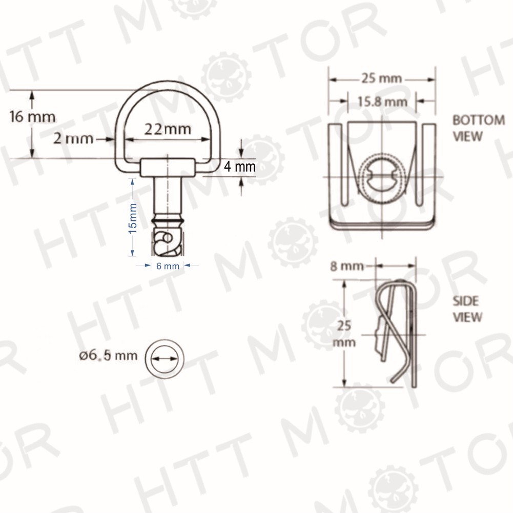 DZUS Quarter Turn Quick Release Fairing Fasteners 15mm D Ring Bolts