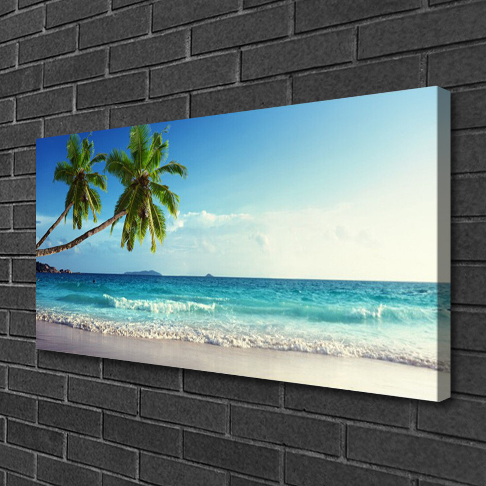 Tableau photo sur toile paysage Palm Beach de 100x50 cm pour décoration murale