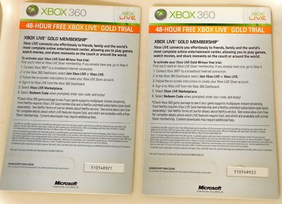 VTG 2008 XBOX 360 Live Gold Trial Cards Never Used SOLD As A ...