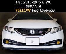 Yellow Fog Light Overlay Vinyl Tint Jdm Fits 2013-2015 Honda Civic Si Sedan 4dr
