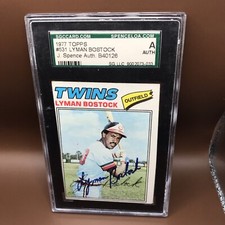 1977 TOPPS LYMAN BOSTOCK JR SIGNED RARE AUTOGRAPH DECEASED 1978 SGC AUTHENTIC