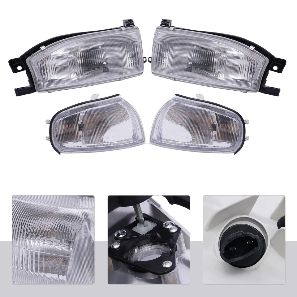 Faros halógenos y lámpara de esquina izquierda derecha para Toyota Camry 1992 1993 1994 Foto 2 de 4