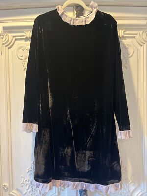 Blugirl Blumarine black Dress In Velvet Size It 44/ us M With Pink