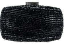 New Black Crystal Rhinestone Hard Shell Clutch Bag- Shoulder Chain