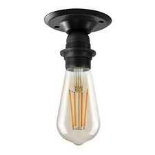 Retro Black Ceiling Light E27 Lamp Holder Indoor Semi-Flush Mount Light Fittings