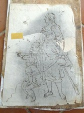 ANTICO DISEGNO PREPARATORIO PER AFFRESCO AREA LOMBARDA 1700 XVIII BOZZETTO