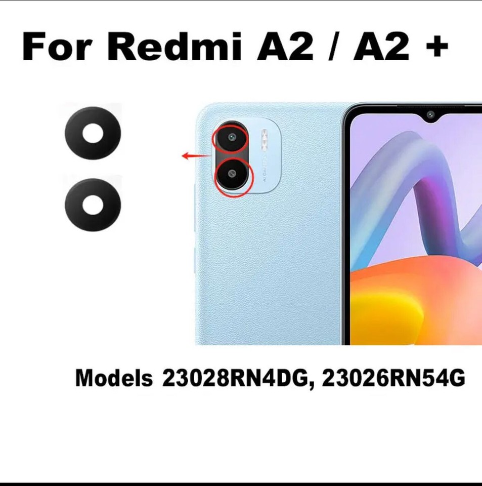 2 Stück Kamera-Glas-Ersatz Für Xiaomi Redmi 12C – Mit Rahmen, Reparaturset, Inkl. Werkzeug