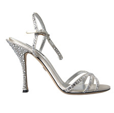 DOLCE & GABBANA Shoes Sandals Silver Crystal Ankle Strap EU39/ US8.5 RRP $1600