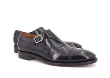 $849 | SALVATORE FERRAGAMO 8.5 D CAP TOE SINGLE MONK BLACK TRAMEZZA