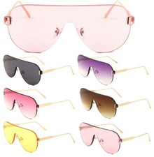 SPORT RIMLESS OVERSIZED ONE PIECE SHIELD LENS PILOT AVIATOR SUNGLASSES RETRO NWT