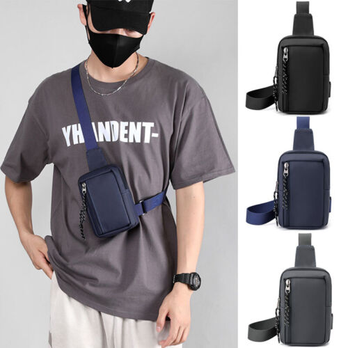 Men's Mini Sling Bag Chest Bag Cross Body Travel Sport Shoulder Backpack Nylon - Picture 2 of 21