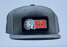 Red Man Hat, Metal Removeable Patch,Decky, Flat Bill, Snapback,Chew,Indian Chief
