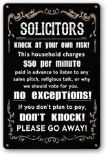 No Soliciting Sign for House Funny Sign, Black,White,Yellow