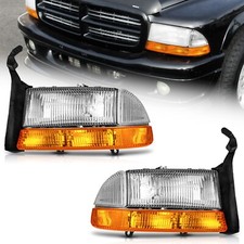 For 1997-2004 Dodge Dakota 98-03 Dodge Durango Pair Headlights Chrome Lr Pair For 1997-2004 Dodge Dakota 98-03 Dodge Durango Pair Headlights Chrome Lr Pair