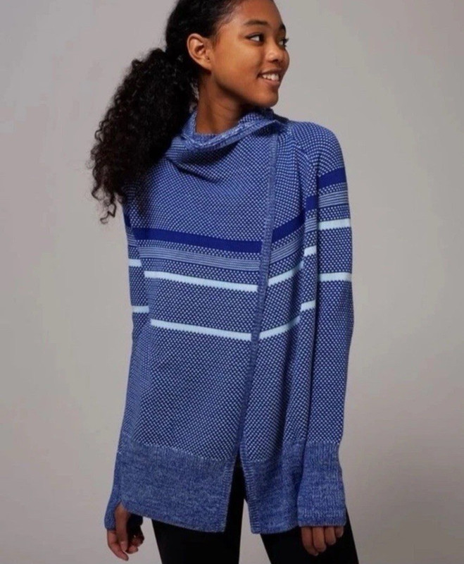 Ivivva by Lululemon Girls Sz 12 Feelin Frosty Wrap Cardigan Sweater Thumb Holes