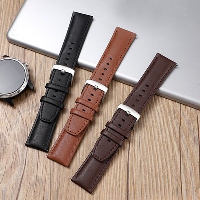 Premium Leather Watch Strap 20/22mm Universal Mens Business Wristband Pin Buckle