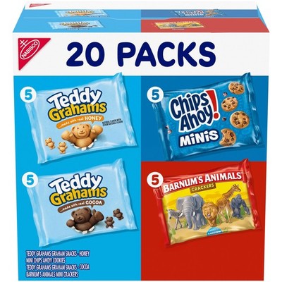 Snack Variety Pack Barnum Animal Crackers Teddy Grahams Chips Ahoy Cookies 20 Pa