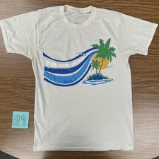 Vintage Men  s Small Hawaii 80s 70s Beach Surf Nature Palm Tree Tee Single Rare