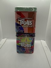 DreamWorks Trolls World Tour Tin Lot 2   Sealed   Charm, Bracelet, Stickers