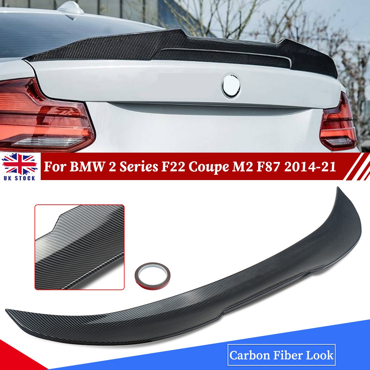 FOR BMW 2 SERIES F22 F87 REAR HIGH KICK PSM DUCKTAIL SPOILER WING CARBON STYLE