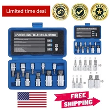 Tamper-Proof Triple Square Spline Bit Socket Set, 10 Pieces, Easy Storage Case