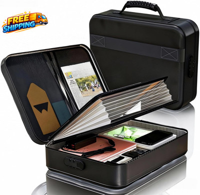 Fireproof Document Box Soft-Shell with Lock & Waterproof Zipper 5200°F Safe