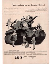 1943 American Gas Association Help Cook a Tank Single Page Print Ad