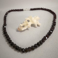 Granatschmuck Kette Granat Kugel Steinkette Facettiert Trachten Silber 925/-