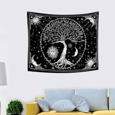 Arazzo Da Parete Con Albero Della Vita, Luna Bianca E Nera, Arazzo Da Parete Con