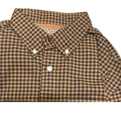 Jack & Jones Premium Mens Twill Button Down Shirt, Black Brown Check, NWT
