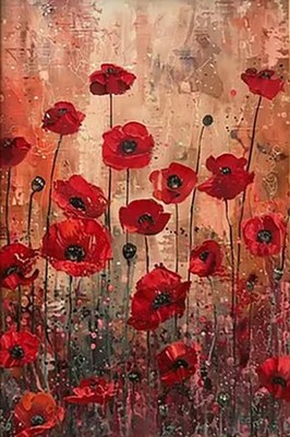 Mohnblumen Aquarell Gemälde Druck ungerahmt Leinwand Wandbild 50 x 70 cm