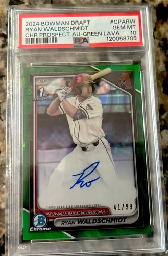 2024 Bowman Draft Ryan Waldschmidt Chrome Green Lava Auto /99 PSA 10 Diamondback