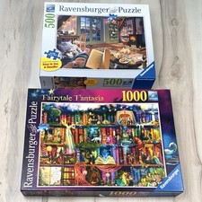 Lot 2 RAVENSBURGER Jigsaw PUZZLES 500pc Cozy Retreat  1000pc Fairytale Fantasia