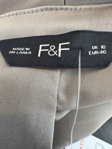 F&F Satin Trouser Suit Silver Bronze Size 18 Pockets Wedding Occasion Shiny BNWT - Picture 9 of 16