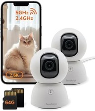 SensForge 2.5K 360  Pan-Tilt Wi-Fi Security Camera, AI Detection, 64GB - 2 PACK