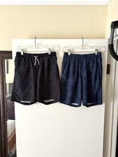 Lot of 2 All In Motion Boys Kids Lightweight Pull On Shorts Black Blue XL / 14