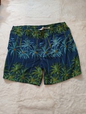 Tommy Bahama Swim Trunks Men XL Blue Green Palms Mesh Lined Pocket Drawstring