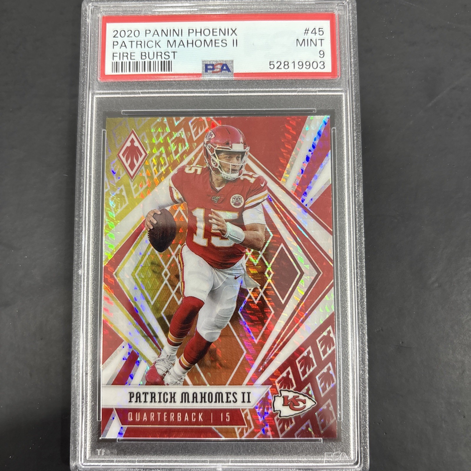 2020 Panini Phoenix #45 Patrick Mahomes II Fire Burst PSA 9 Kansas City Chiefs
