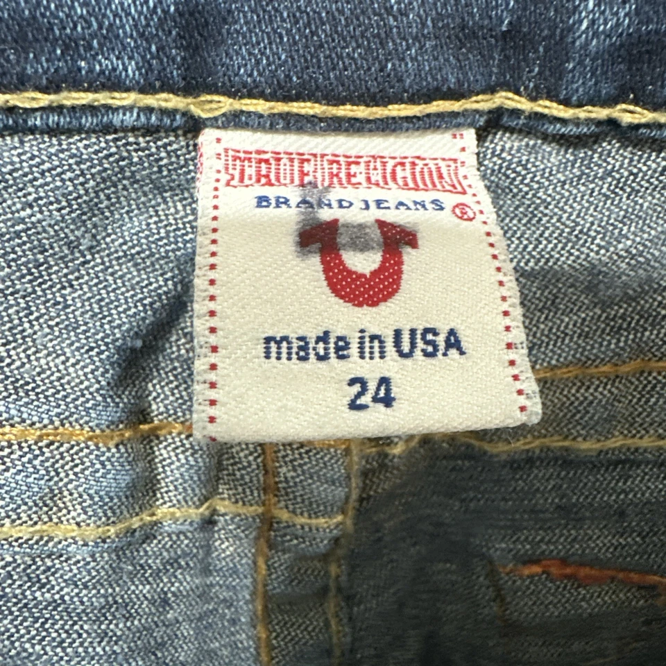 Vintage True Religion Women’s BOBBY FLARE Blue Denim Jeans Size 24X29 USA Made - Image 3 of 4