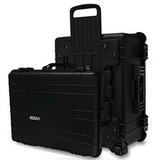 Koah Weatherproof Wheeled Plastic Hard Case with Customizable Foam, Retractab...