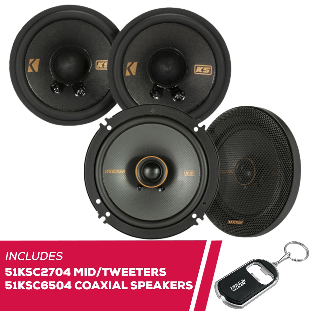 Kicker KS-Series 51KSC2704 2.75" Mid/Tweeters & 51KSC6504 6.5" Coaxial Speakers
