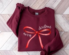 Merry Christmas Bow T Shirt, Long Sleeve, Sweatshirt and Hoodie.
