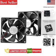 90mm 12V DC Moisture-Proof Fan 2Pack Compatible With Greenhouse, Electronics, Rv