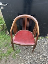 Lovely Antique Mahogany Edwardian Inlaid Tub Chair With Leather Seat Made